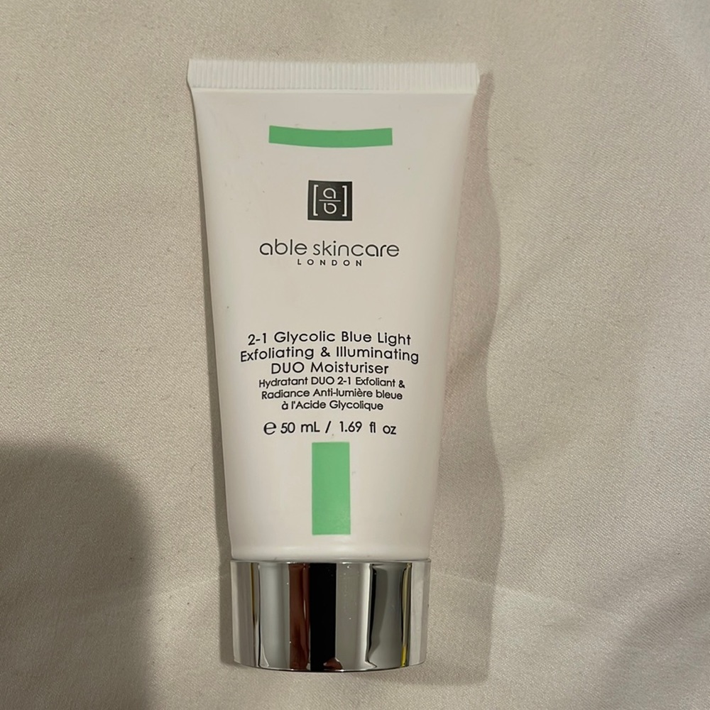 Able skincare London: 2-1 Glycolic Blue Light Exfoliating Duo Moisturizer